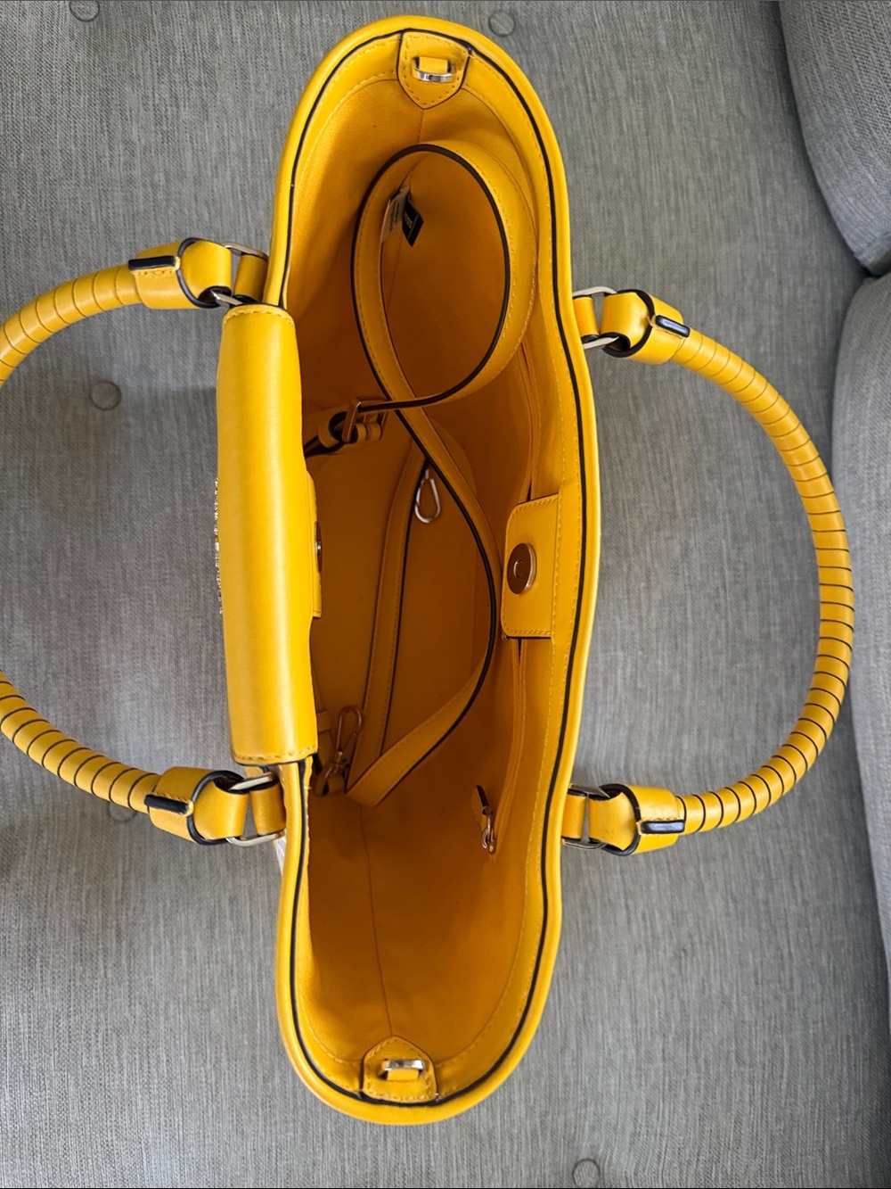 kate spade yellow and white striped woven tote - Picture 2 of 5